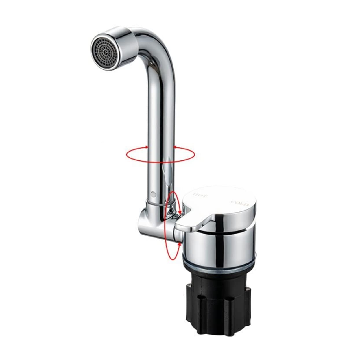 360° Rotating RV Camper Faucet - Hot & Cold Water Folding Kitchen Sink Tap with Dual Knob Handles, Brass Construction & Chrome Finish (G1/2) - Perfect for Tiny Homes, Boats, and Off-Grid Living