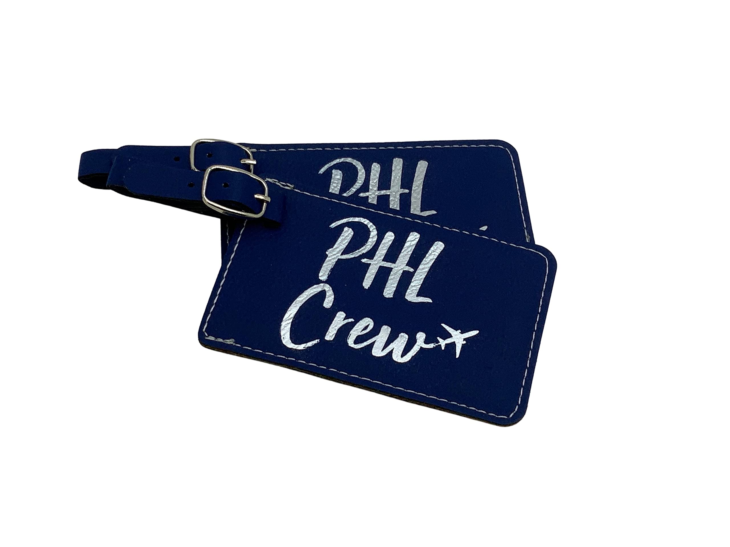 Philadelphia Crew Luggage Tags - Set of 2 Blue Airline Travel ID Tags for Suitcases & Bags | Perfect for Flight Attendants, Travel Enthusiasts & Frequent Flyers