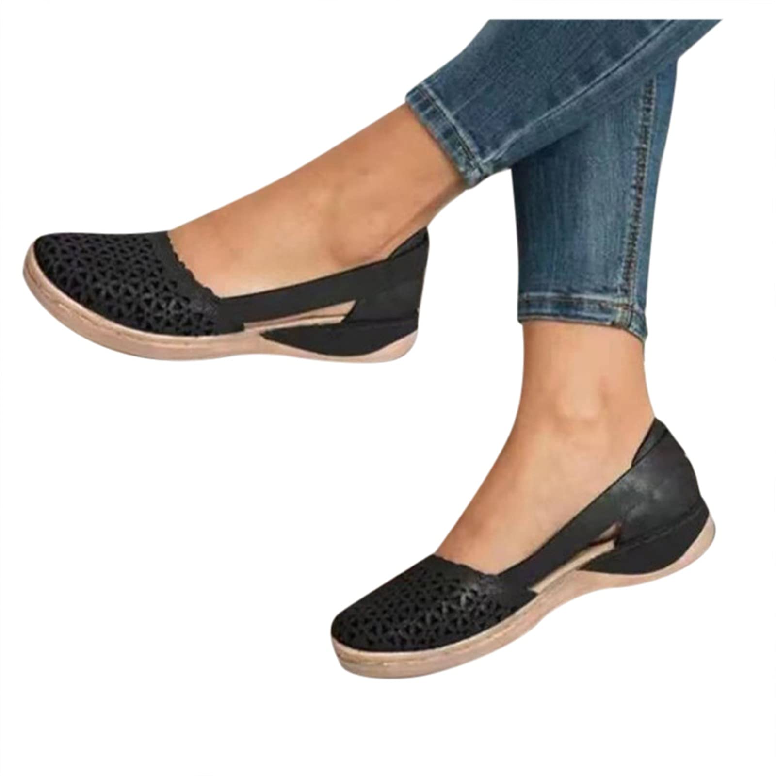 Women's Summer Sandals - Dressy Closed Toe Slip On for Casual Walking & Outings