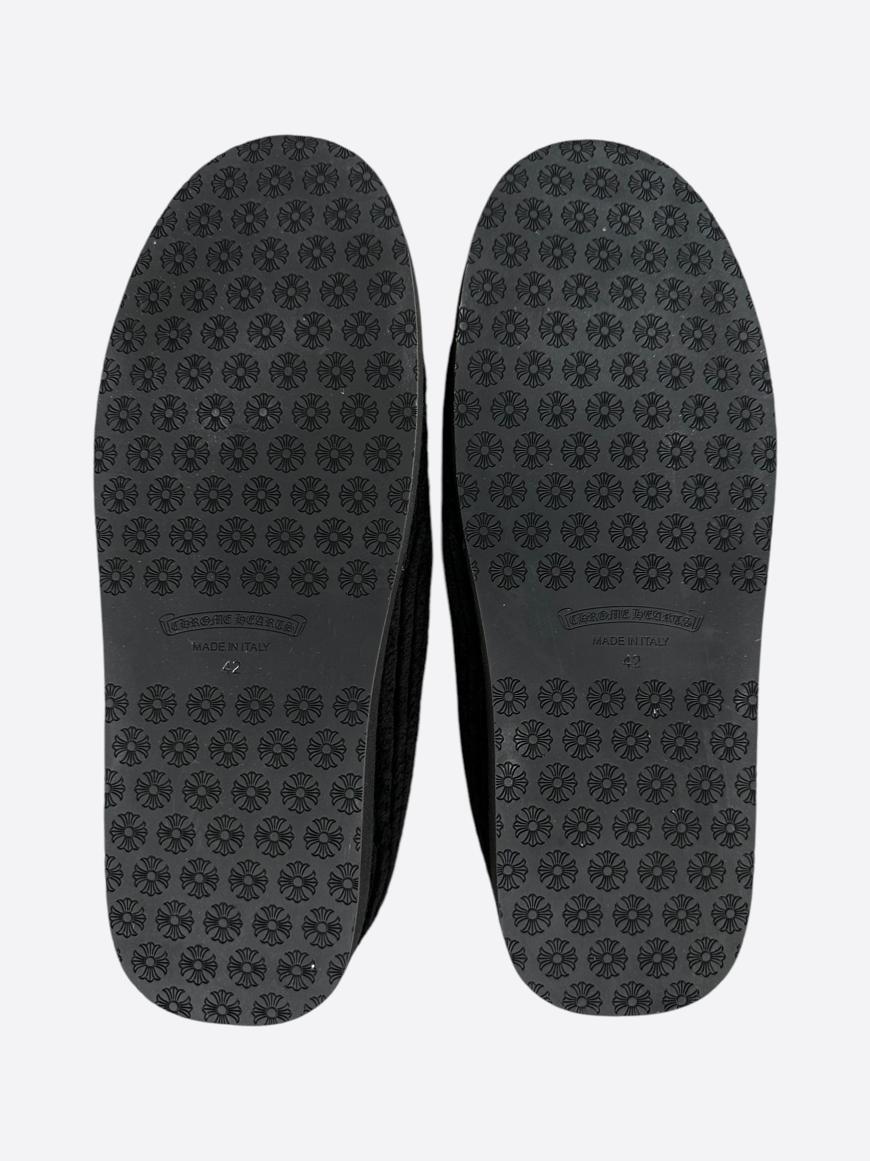 Chrome Hearts Black Corduroy Dagger Slippers for Men & Women - Luxury Designer House Shoes for Indoor Comfort & Stylish Lounge Wear
