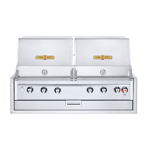 Crown Verity IBI482RDLP 48-Inch Built-In BBQ Grill & Charbroiler with Dual Roll Domes - Propane Gas Outdoor Cooking for Backyard, Patio & Commercial Use