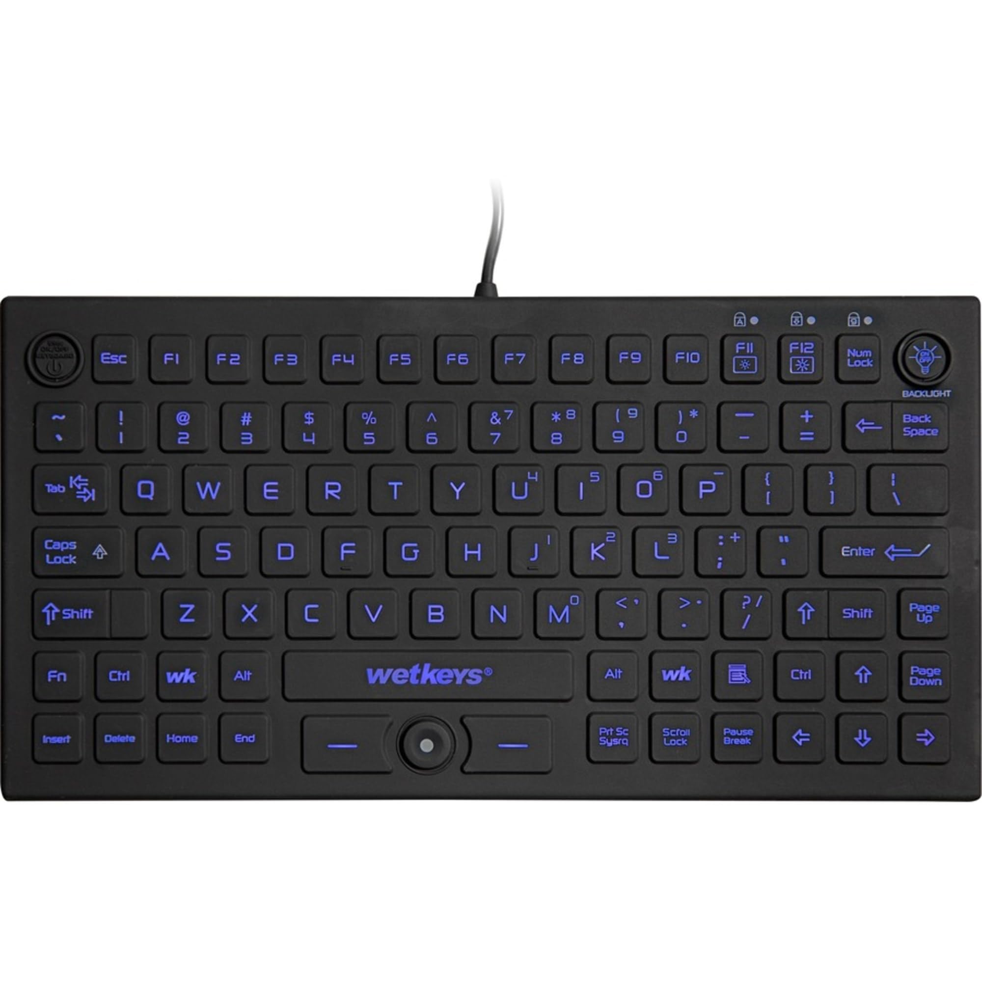 WetKeys Professional-Grade Waterproof Silicone Keyboard with Backlight & Touchpad | USB Wired Computer Keyboard for Office, Hospital, Industrial & Outdoor Use (Black, Mid-Size)