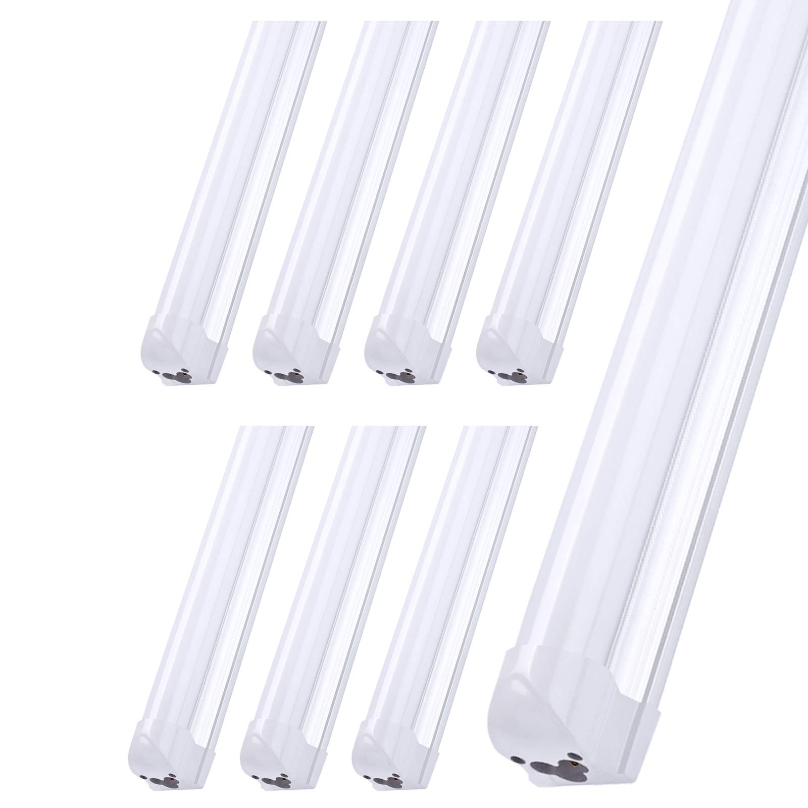 8Ft LED Shop Light Fixture - 72W 8640LM 6000K Super Bright T8 Integrated LED Tube Light - High Output Linkable 8 Foot Light Bulbs for Garage, Warehouse, Workshop - Energy Saving Commercial Lighting (8-Pack) - Perfect for Industrial Spaces, Retail Stores and Home Garages