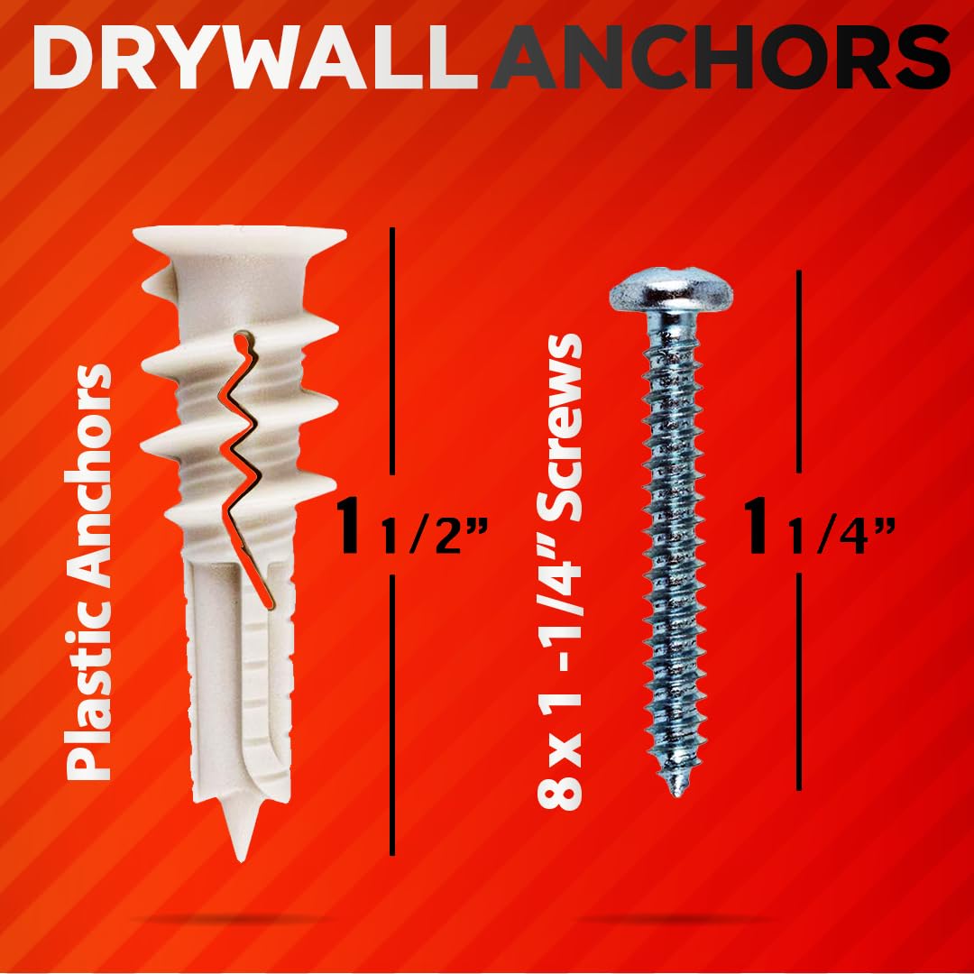 20Pcs Self Drilling Drywall Anchors and Screws Kit #8 x 1-1/4