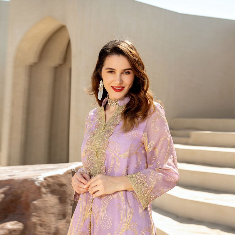 Elegant Embroidered Applique Women's Kaftan Dress for Evening Party & Special Occasions | Jalabiya Abaya for Weddings, Festivals & Casual Wear