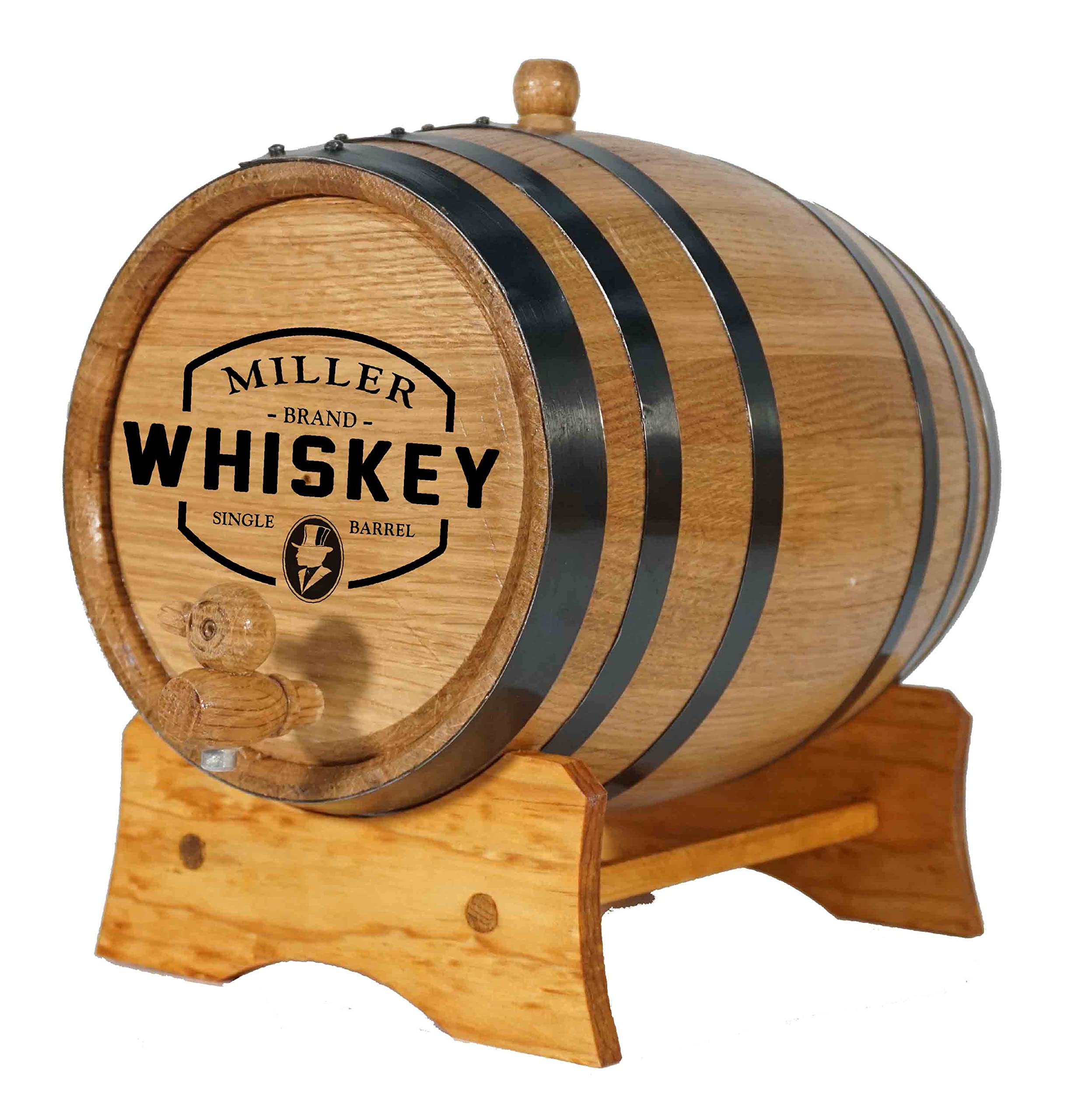 20L Oak Aging Barrel (5 Gallon) - Personalized Whiskey Barrel with Stand, Bung & Spigot - Charred American Oak Mini Barrel for Home Brewing, Distilling & Aging Spirits - Perfect for Bourbon, Wine & Craft Beer Maturation