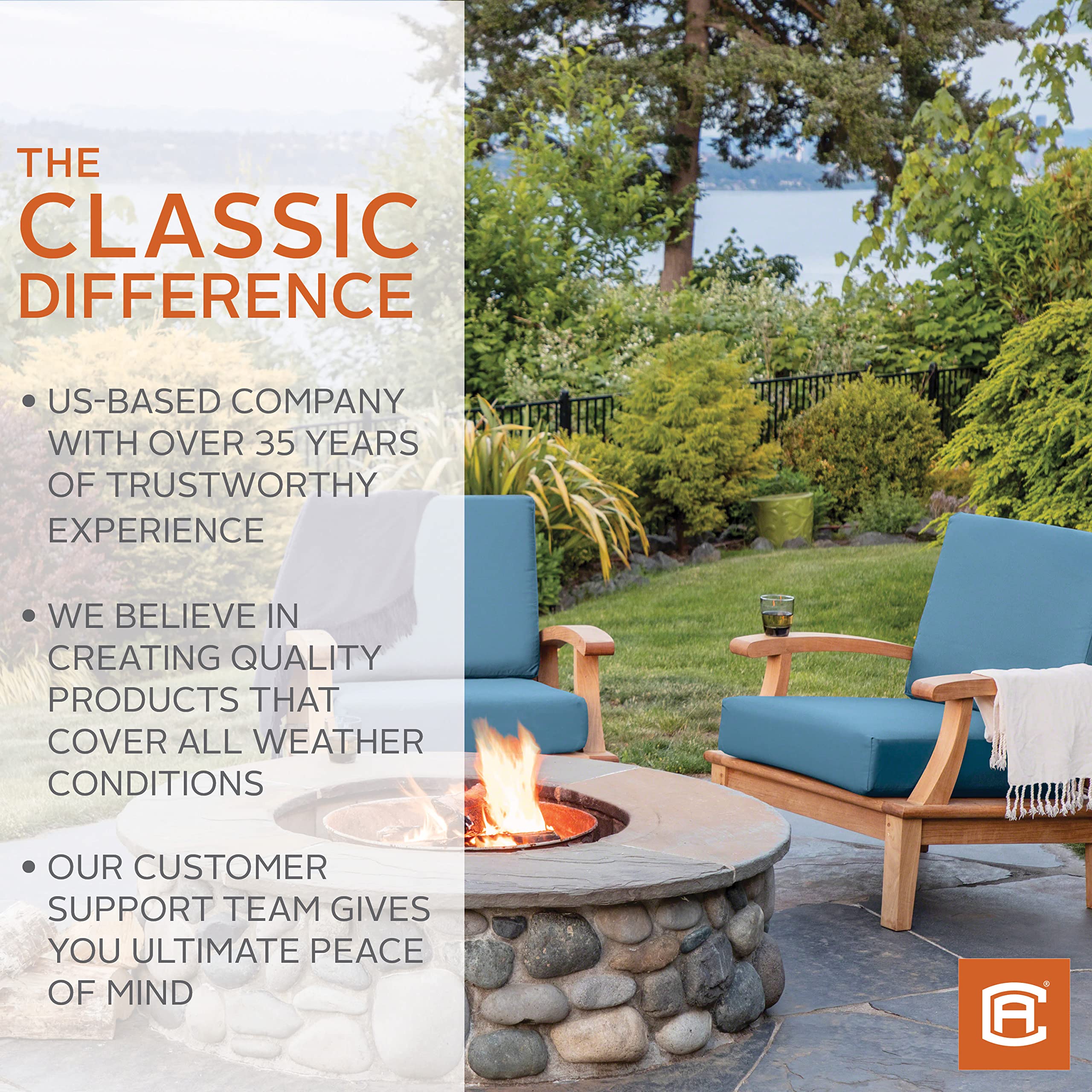 Classic Accessories Ravenna Water-Resistant 17x15x2 Inch Patio Seat Cushion in Espresso - Perfect for Outdoor Chairs, Loungers, and Garden Furniture