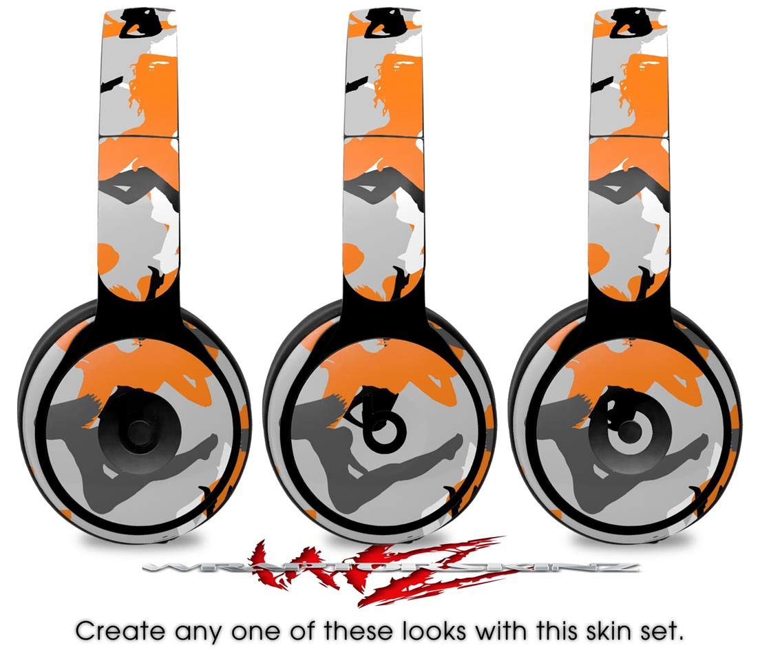 Beats Solo Pro Headphone Skin Decal Wrap - Sexy Girl Silhouette Camo Orange Design | Protective Vinyl Cover Compatible with Original Beats Solo Pro (Headphones Not Included) | Perfect for Gym, Travel & Daily Use