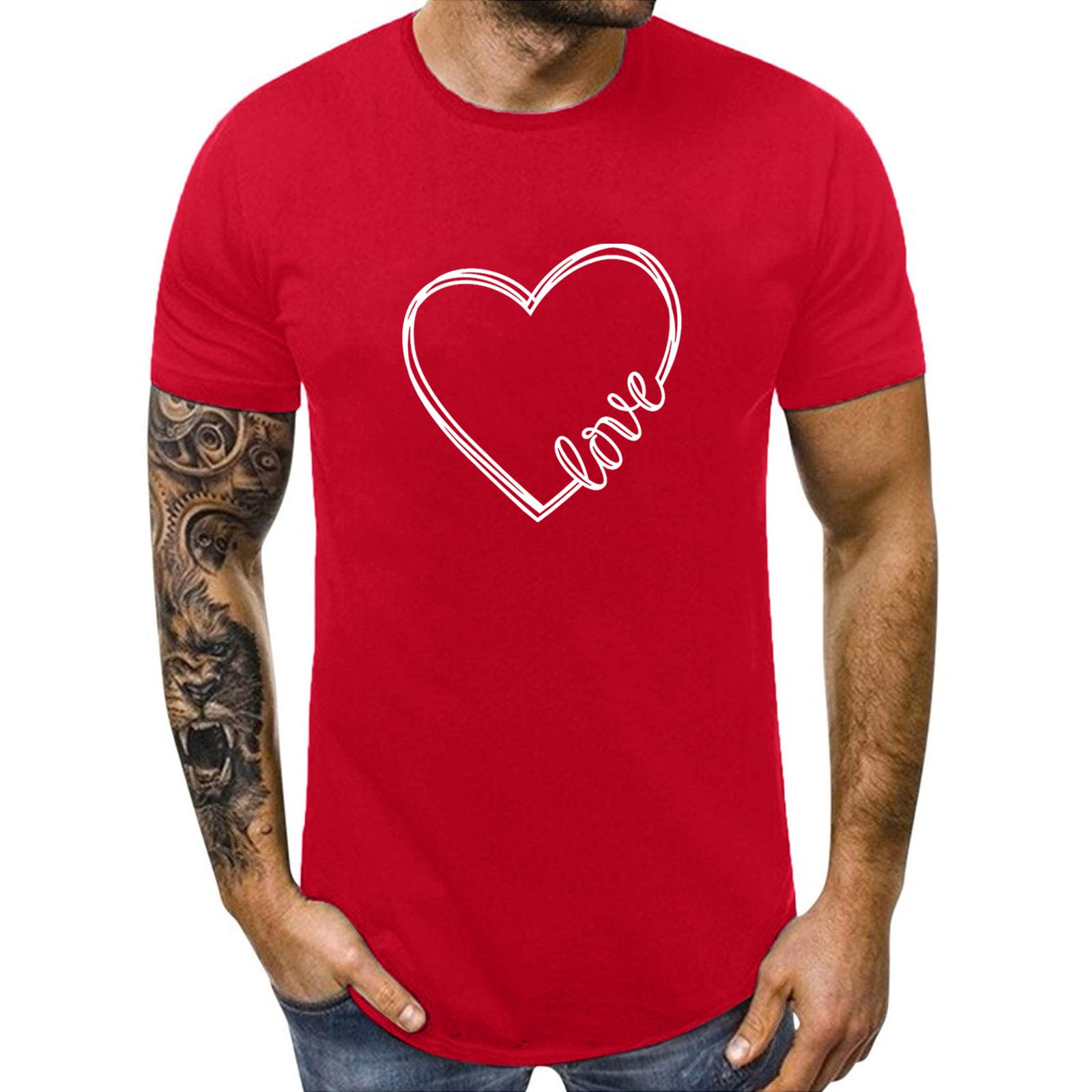 Valentine's Day Matching Couple T-Shirts - Love Print Shirts for Him & Her, Romantic Couples Gift for Anniversary, Date Night & Special Occasions