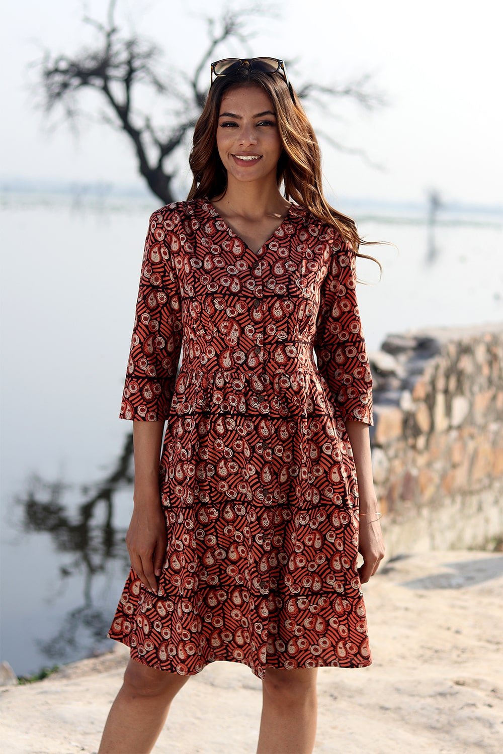 Stylish SootiSyahi 'Guldasta' Cotton Dress for Women - Comfortable & Breathable Summer Outfit for Casual Wear, Parties, and Outdoor Events
