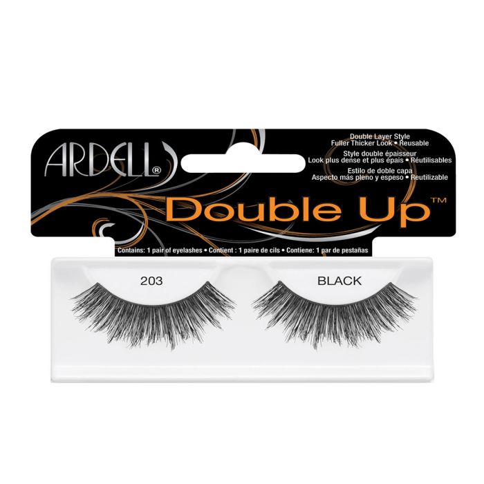 Ardell Double Up Strip Lashes 203 Black - Natural Looking False Eyelashes for Everyday Wear & Special Occasions