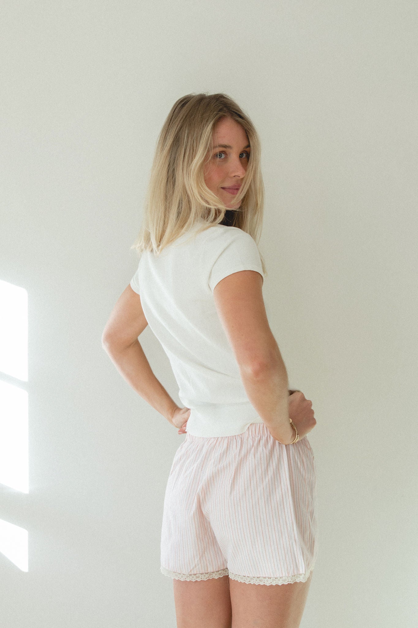 Amour Woven Striped Shorts for Women - Comfortable Summer Casual Shorts with Elastic Waist | Perfect for Beach, Vacation & Everyday Wear