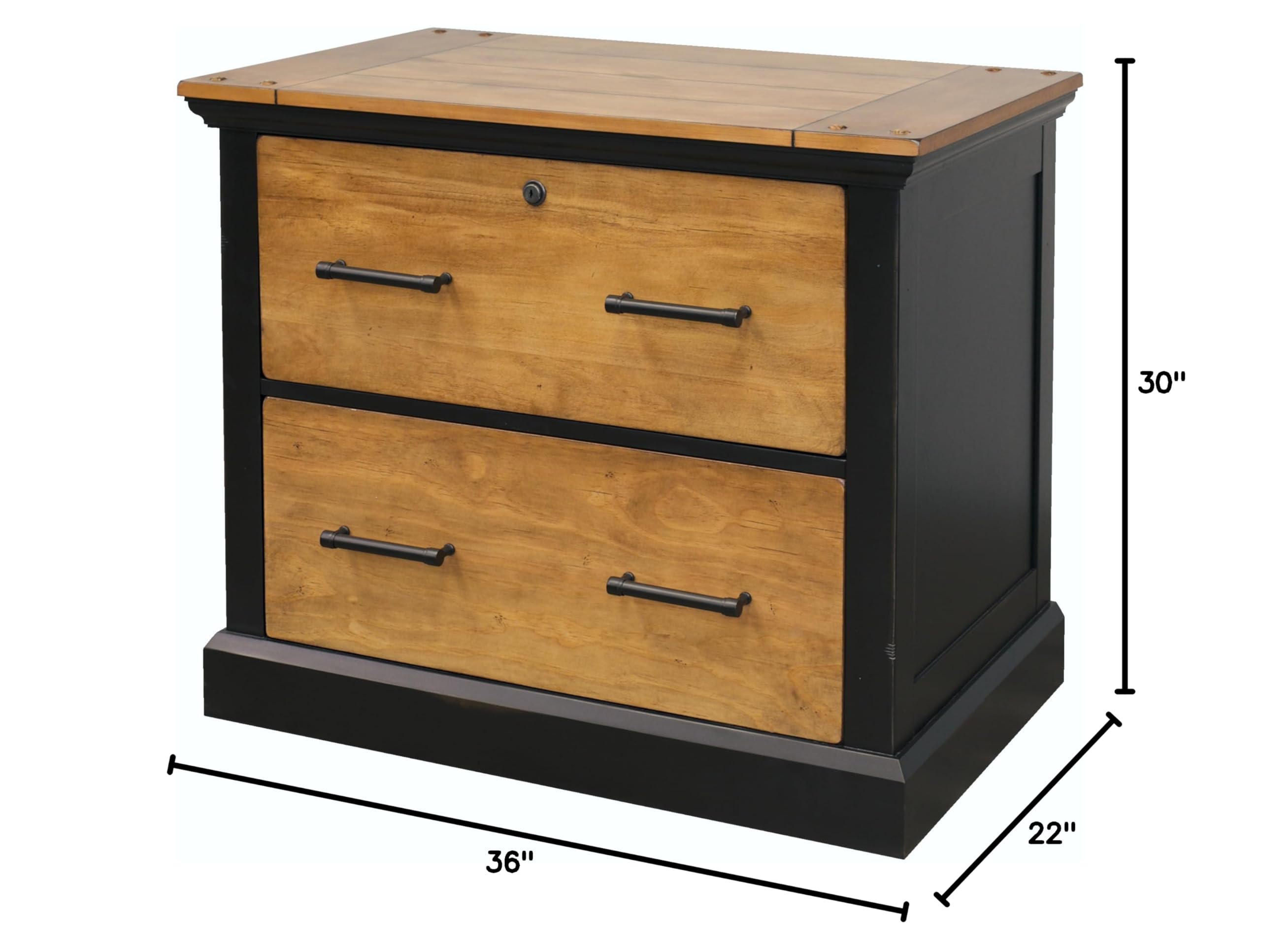 Martin Furniture 2-Drawer Lateral File Cabinet - Brown Wood Finish for Home Office Organization & Storage