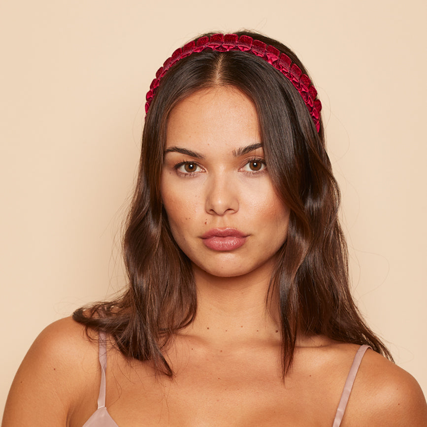 Rafaela Metallic Velvet Headband for Women - Elegant Hair Accessory for Parties, Weddings & Special Occasions