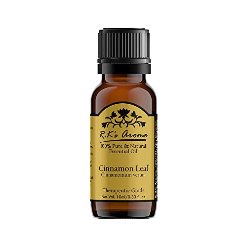 R.K's 100% Pure Cinnamon Leaf Essential Oil - Steam Distilled, Natural & Undiluted for Aromatherapy, Skin Care & Hair Growth | 10ml Bottle | Perfect for Diffusers, Massage & DIY Beauty Products