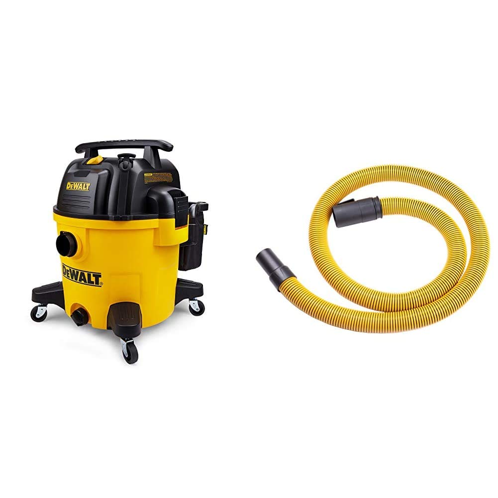 DEWALT 10 Gallon Wet/Dry Vacuum Cleaner with Hose & Filter Bags - Powerful Shop Vac for Home, Garage, and Construction Site Cleaning