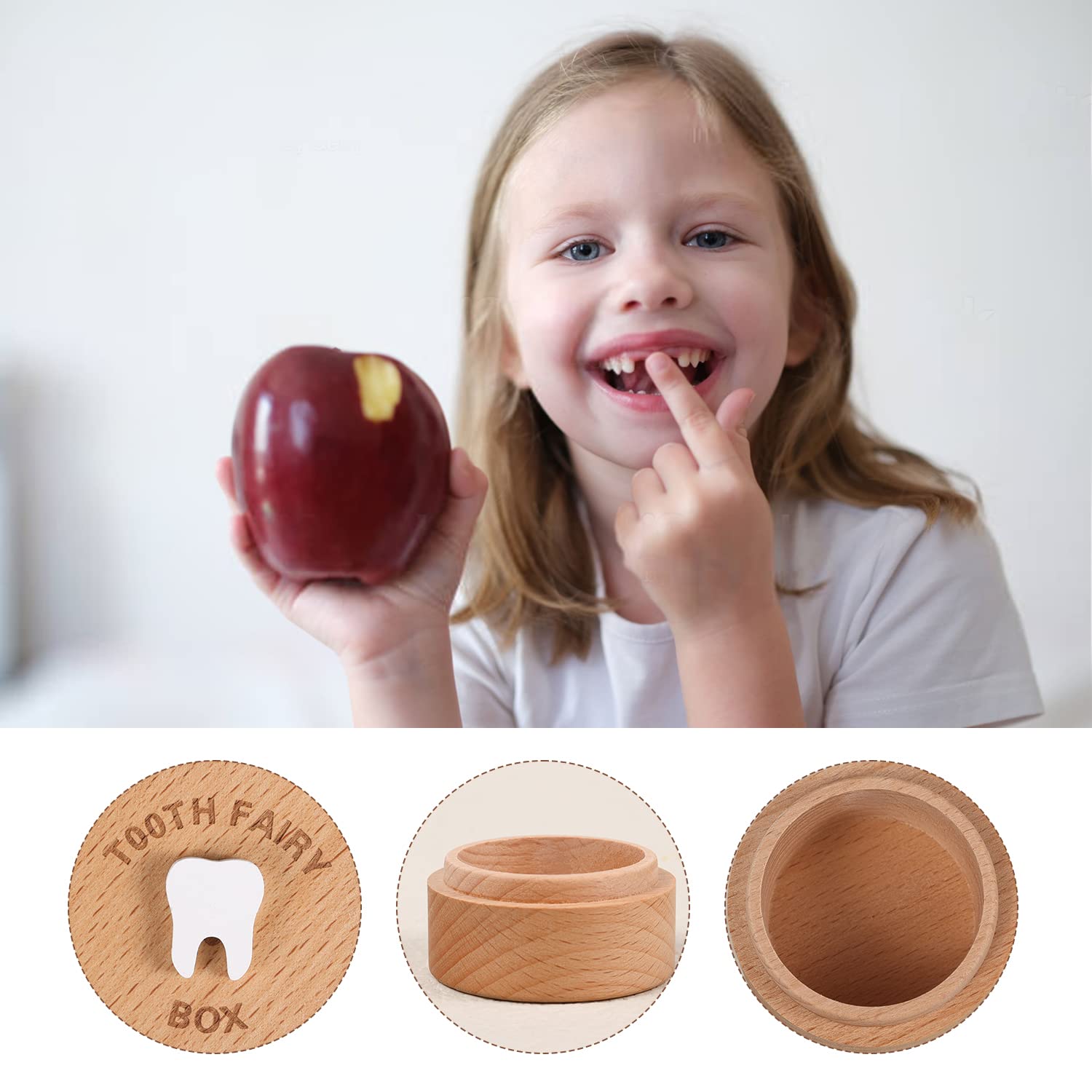 LUTER 3D Engraved Wooden Tooth Fairy Box - Cute Keepsake Storage Container for Lost Baby Teeth | Perfect Gift for Boys & Girls | Collect & Store Teeth Under Pillow for Tooth Fairy Tradition