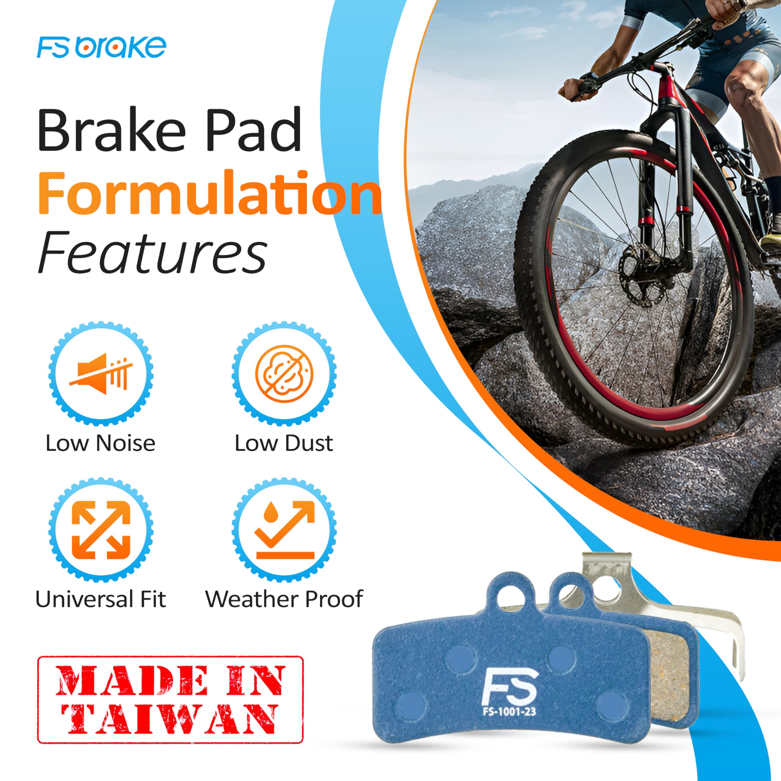 FS-DEXT Bike Brake Pads - Compatible with Shimano Tektro TRP Disc Brakes | Ultra Quiet Smooth Running Brake Pads for Road Mountain & E-Bikes | Enhanced Control & Modulation | Perfect for Commuting, Trail Riding & Downhill Cycling