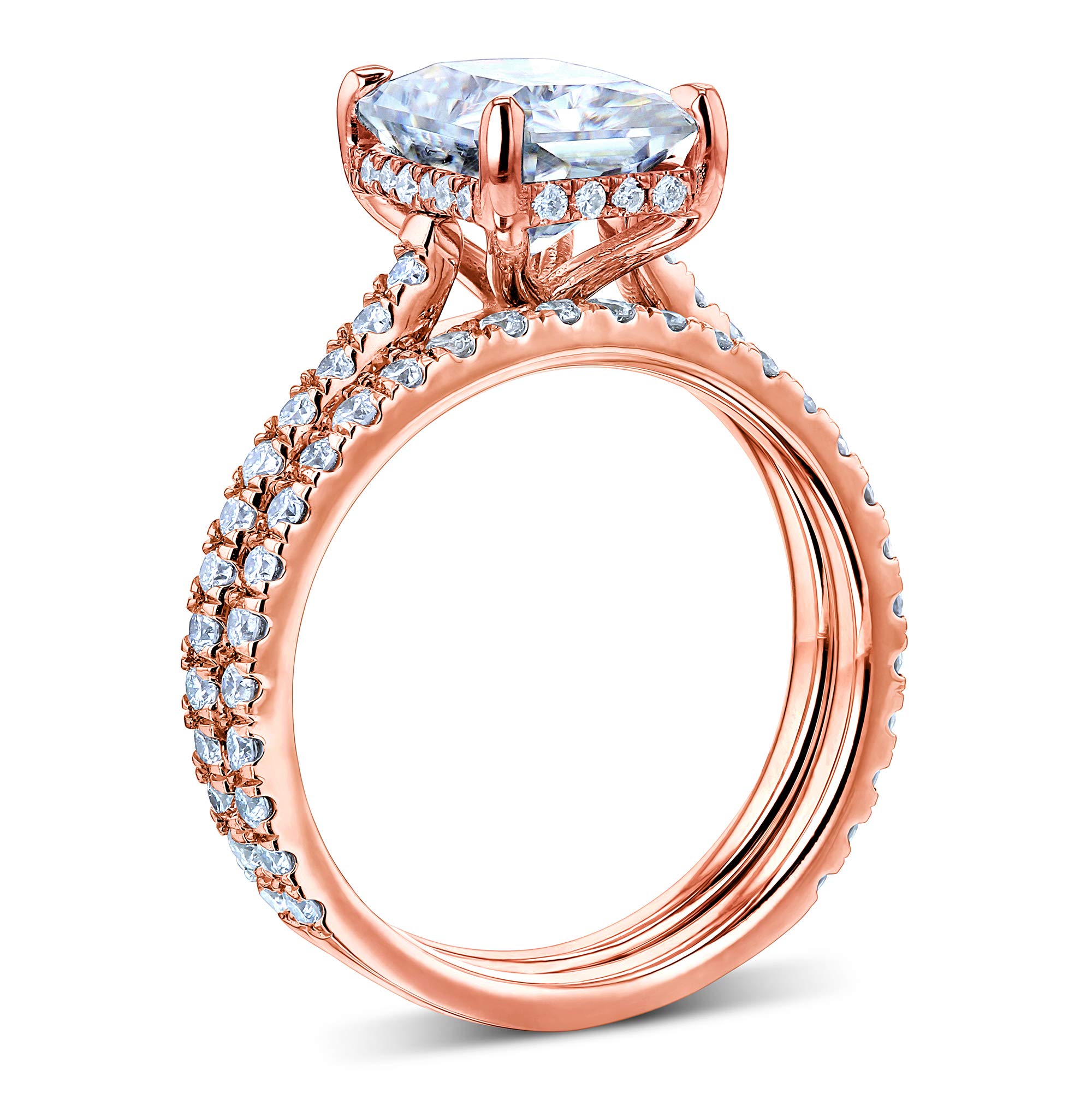 2.7ct Radiant Cut Moissanite Drop Halo Engagement Ring Set - Wedding, Anniversary & Proposal Jewelry for Women