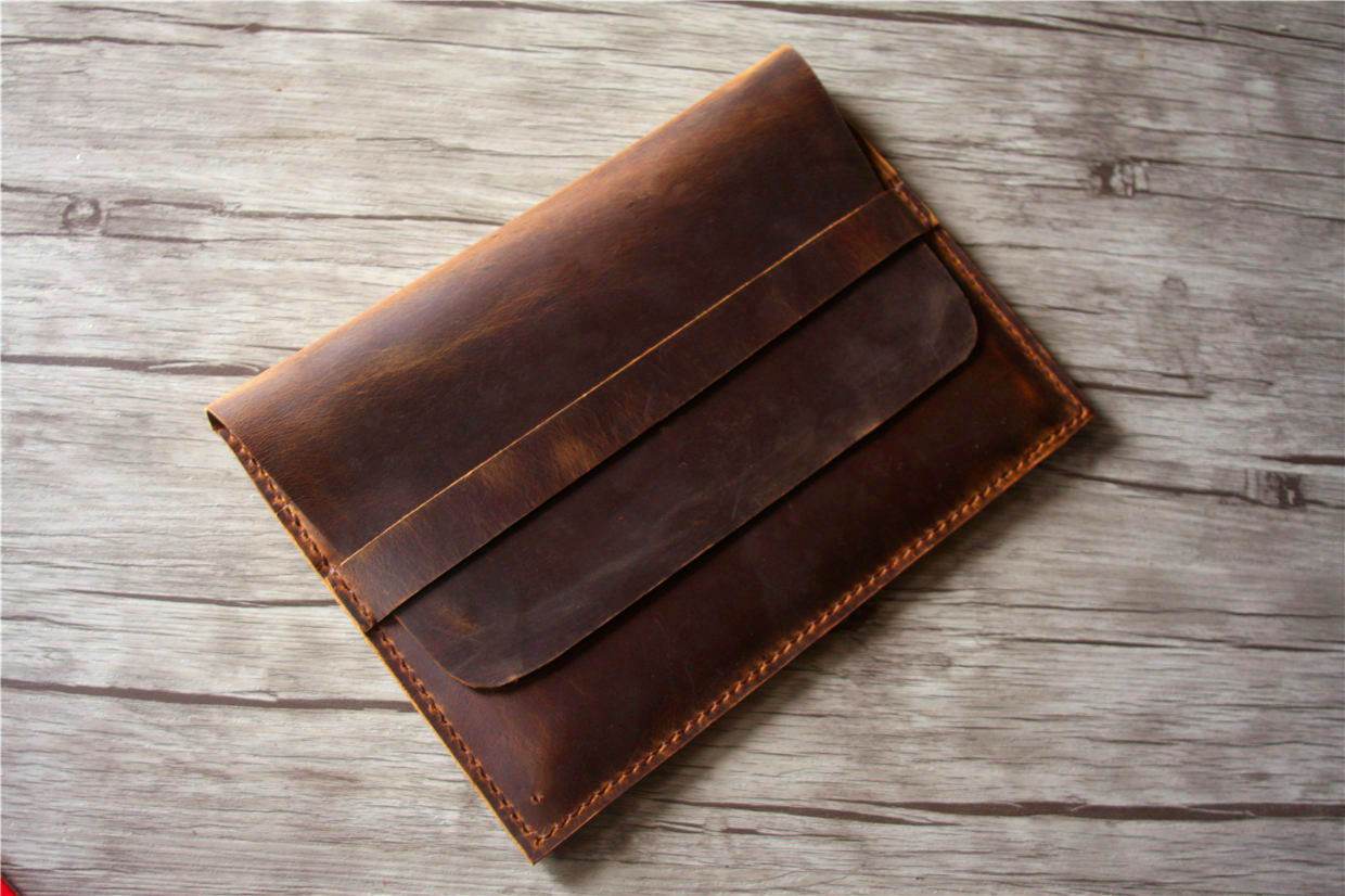 Premium Custom Leather MacBook Pro 13 Inch Case Sleeve - Handmade Protective Cover for 13