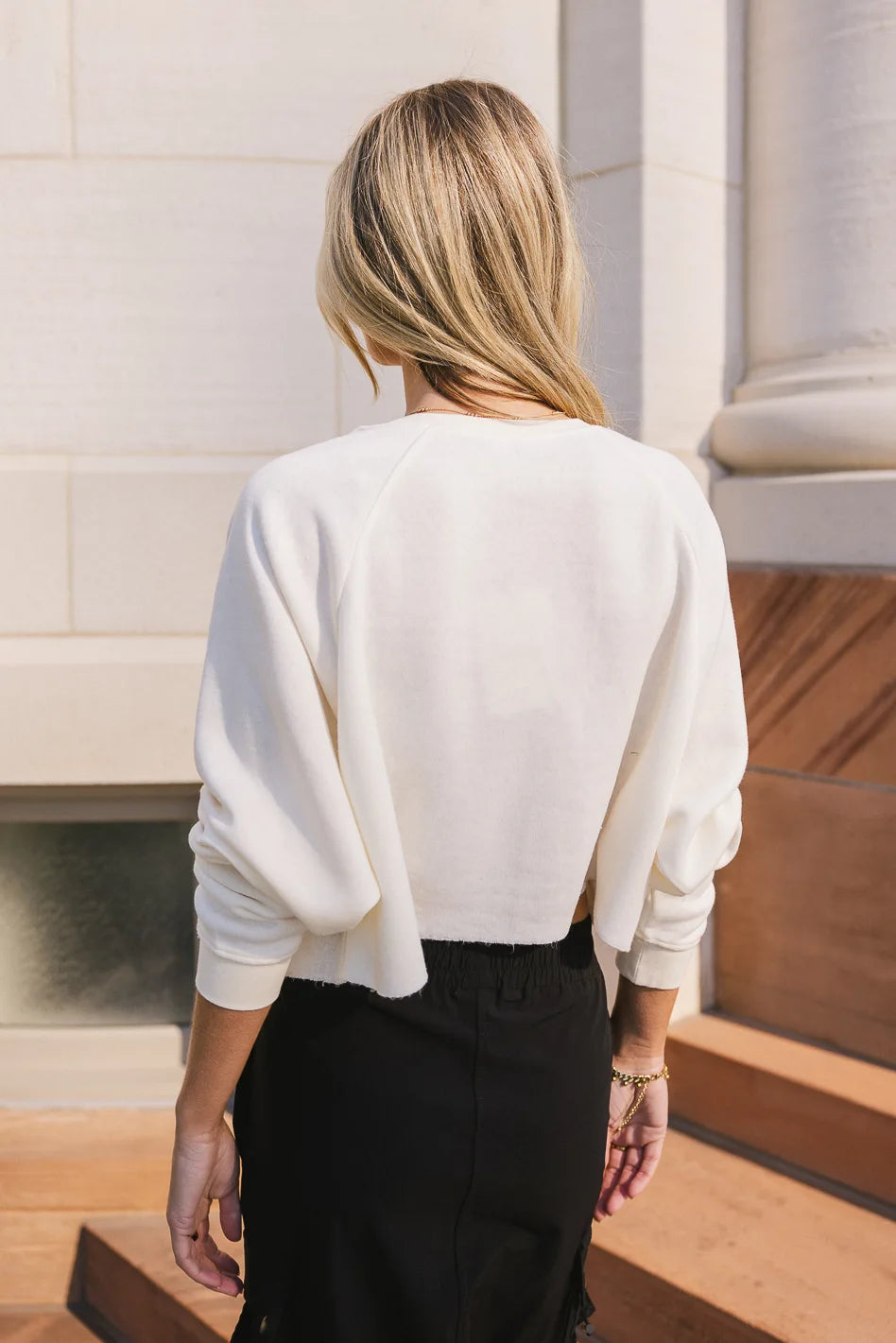 Nara Cropped Sweatshirt Women's Casual Pullover Cream Sweater | Cozy Fall Winter Loungewear for Home, Office & Street Style