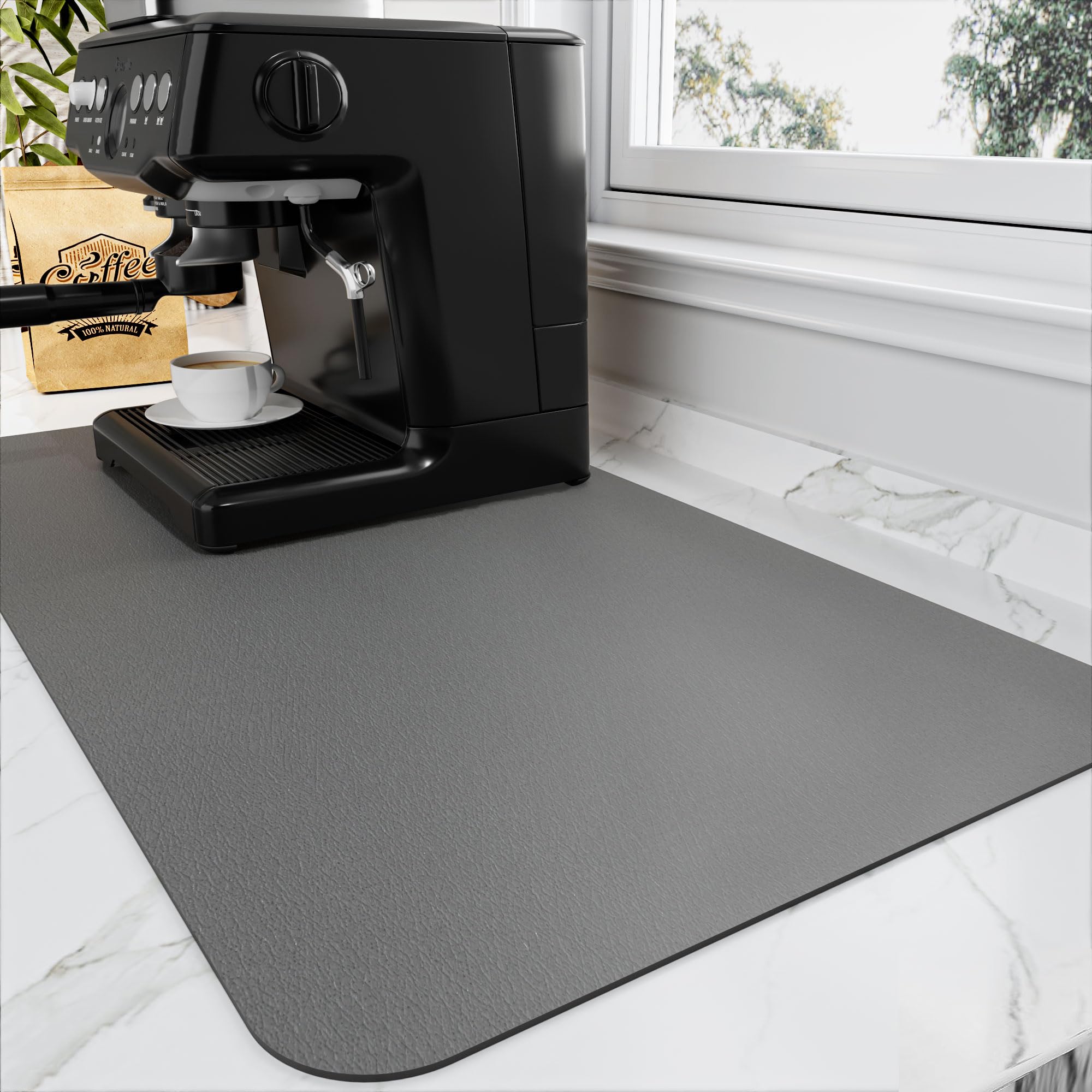 Premium Coffee Bar Mat for Countertops - Absorbent Dish Drying Mat with Non-Slip Rubber Backing | Ideal for Kitchen, Coffee Shops & Home Brewing Stations