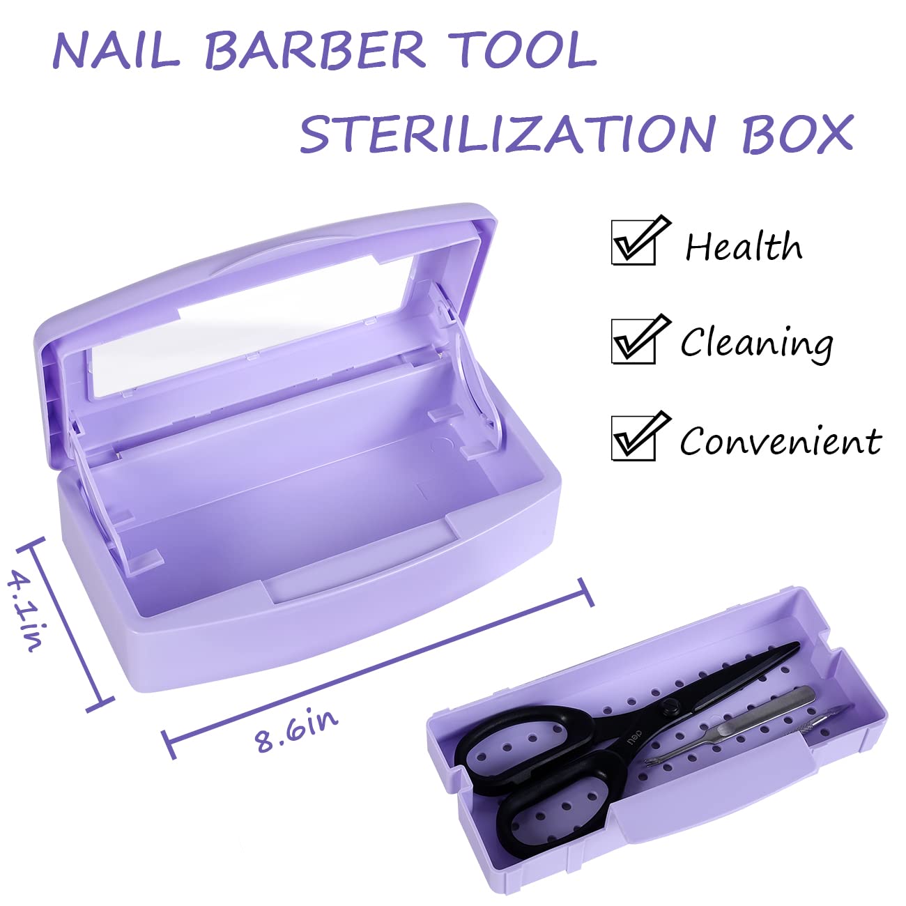 Gusnilo UV Nail Tool Sterilizer Box - Barbicide Disinfectant Jar for Salon & Manicure Equipment - Purple Plastic Disinfectant Container for Nail Tools, Hair Salons & Beauty Centers - Perfect for Sanitizing Clippers, Nail Files & Manicure Tools Between Clients