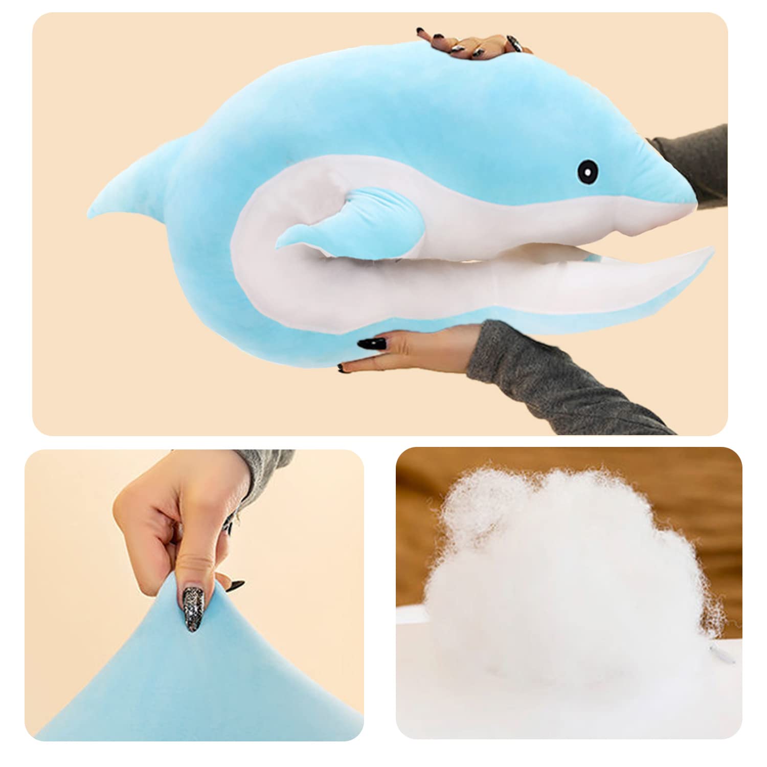 **Super Soft Dolphin Stuffed Animal Plush Pillow - 19.68in Grey Sea Animal Toy for Kids, Boys & Girls - Cute Sleep Companion & Gift for Birthdays, Nursery Decor, or Travel Comfort**