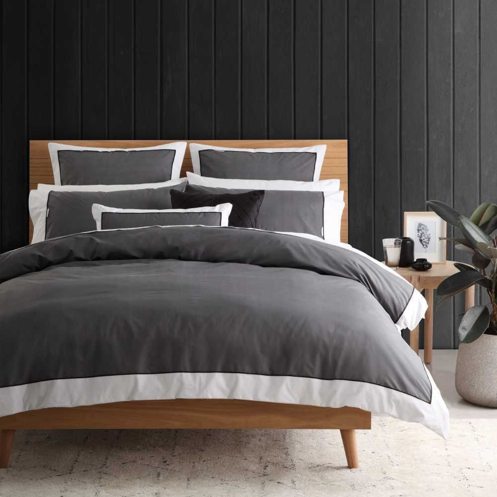 Premium Essex Charcoal Quilt Cover Set by Logan & Mason - Soft & Stylish Bedding for Modern Bedrooms - Perfect for Master Bedrooms, Guest Rooms & Luxury Hotels