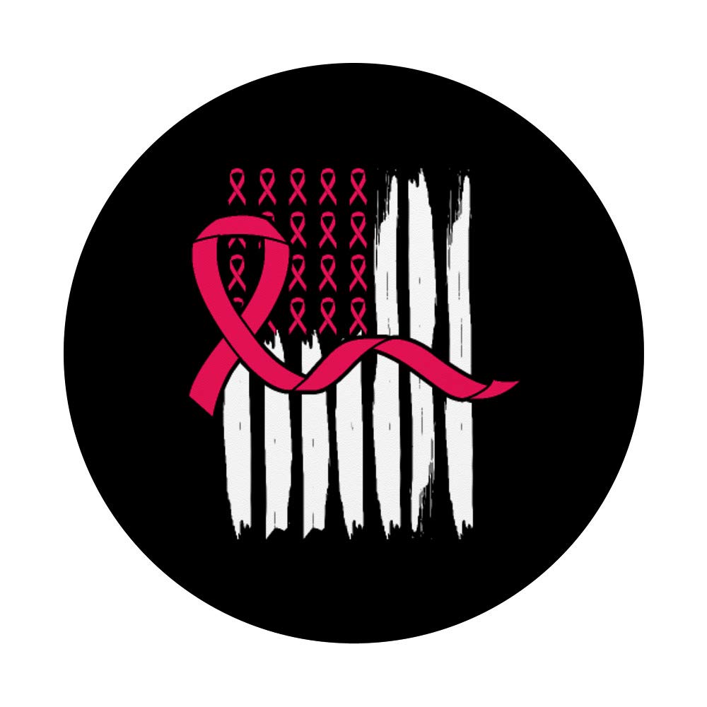 Pink Ribbon Flag American Breast Cancer Awareness PopSockets PopGrip - Swappable Phone Grip for iPhone, Samsung & Tablets | Show Support & Raise Awareness - Perfect for Everyday Use, Charity Events & Awareness Campaigns