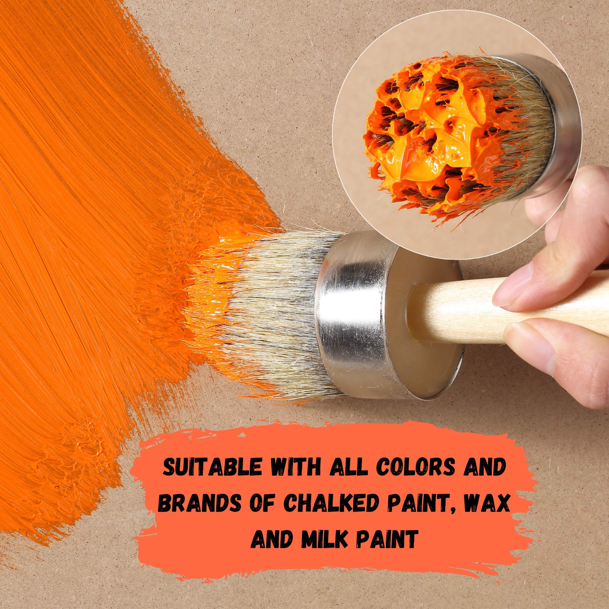Mr. Pen 2 Inch Round Chalk & Wax Paint Brush - Premium Furniture Chalk Paint Brushes for DIY Home Decor, Cabinets, and Woodworking Projects