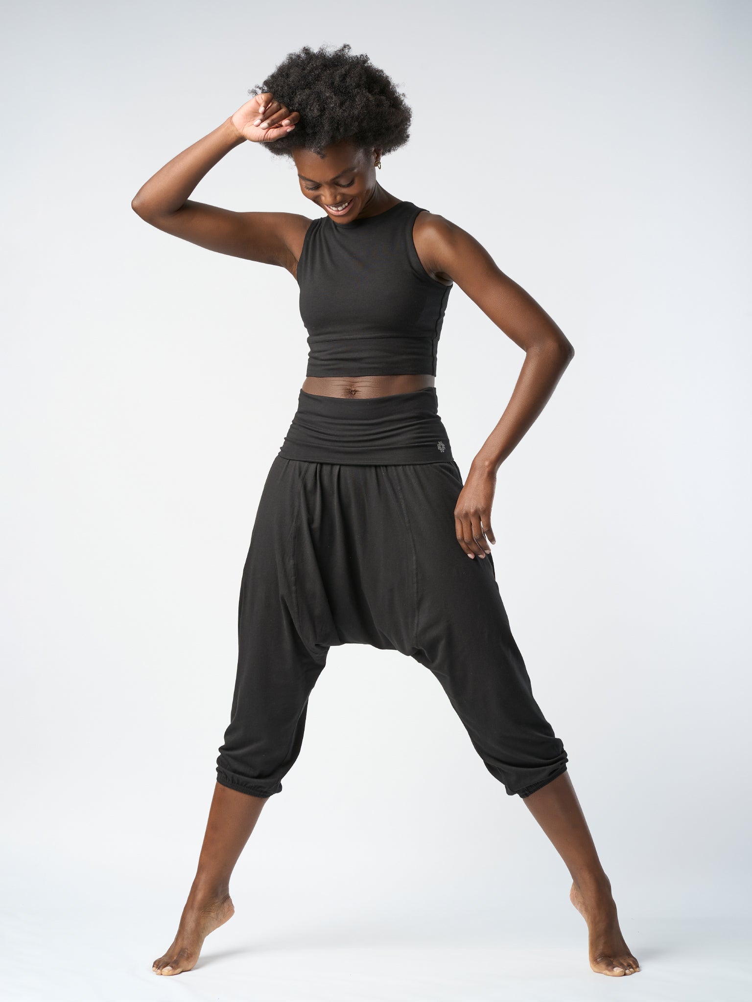 Gossypium Retreat Harem Pants for Women - Soft Cotton Lounge Pants - Comfortable Black Boho Pajama Bottoms for Yoga, Meditation & Home Relaxation
