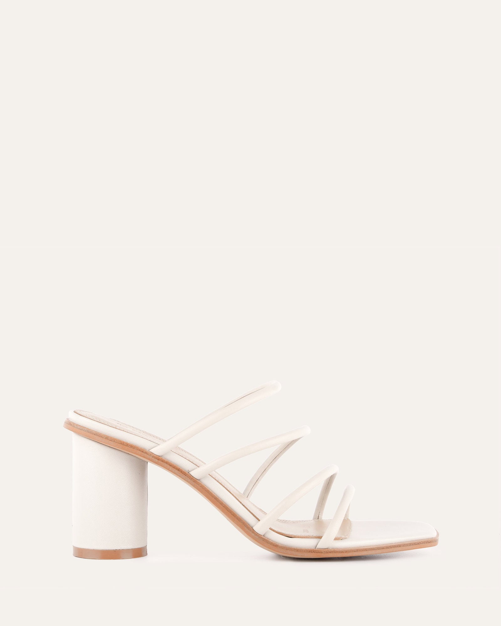 NAOMI Women's Mid Heel Sandals - Off White Leather Comfortable Summer Shoes for Weddings, Parties & Beach Vacations