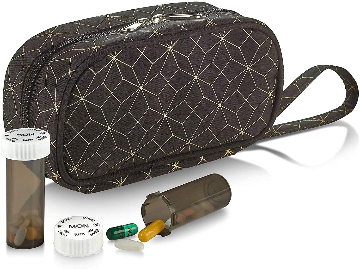 7-Day Pill Organizer with 6 Extra Daily Bottles - Weekly & Daily Medicine Storage Case (2-Pack) - Perfect for Travel, Home, and Office Medication Management