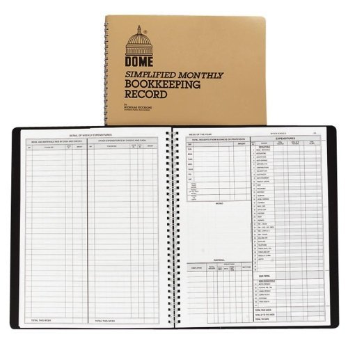 Wholesale CASE of 15 - Dome Publishing Bookkeeping Record Books - Monthly Accounting Ledger, 128 Pages, 9
