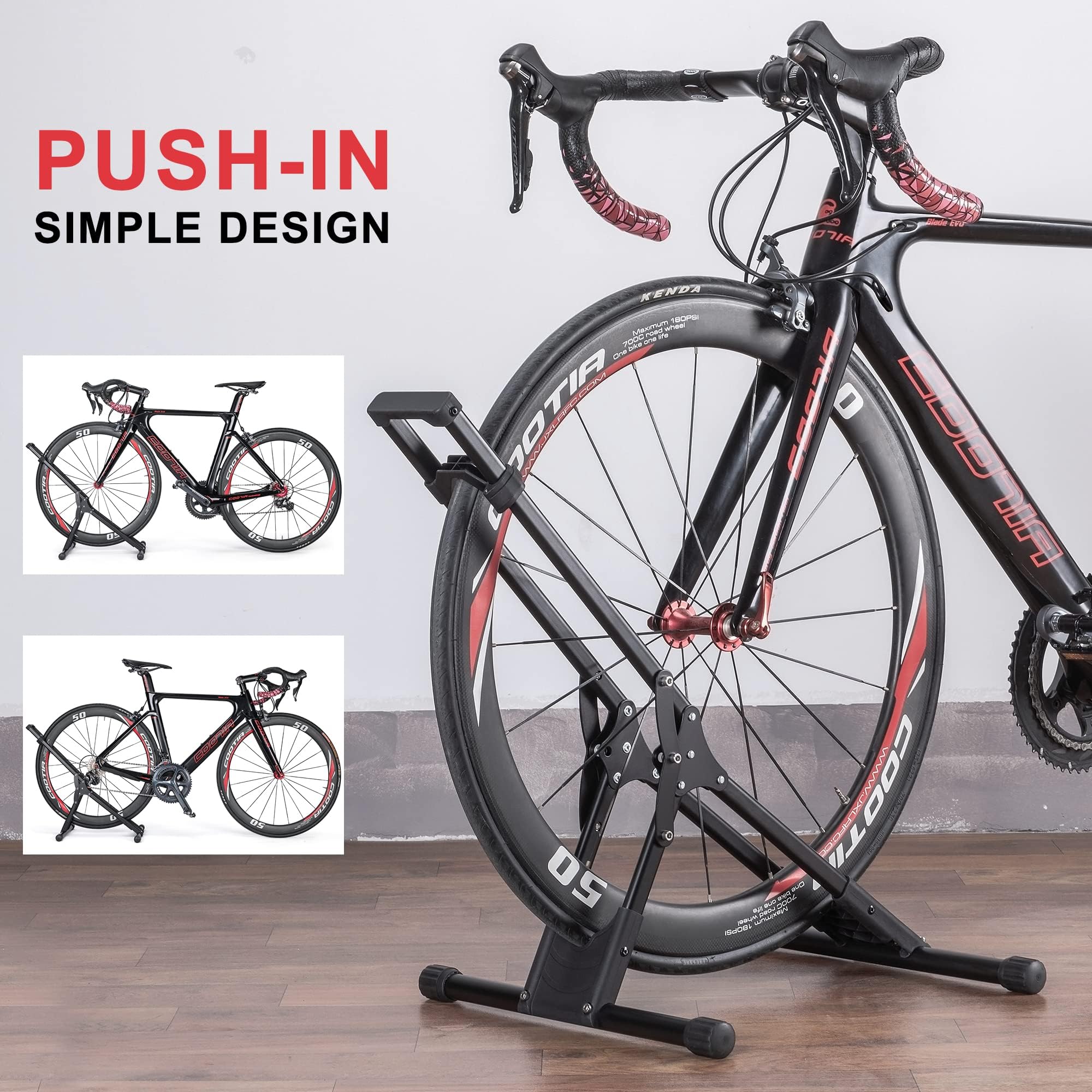 3-Bike Floor Stand Rack for Garage & Home Storage - Heavy Duty Bike Parking Rack Fits 20” to 29” Mountain & Road Bikes - Space Saving Indoor Bicycle Organizer for Cycling Enthusiasts