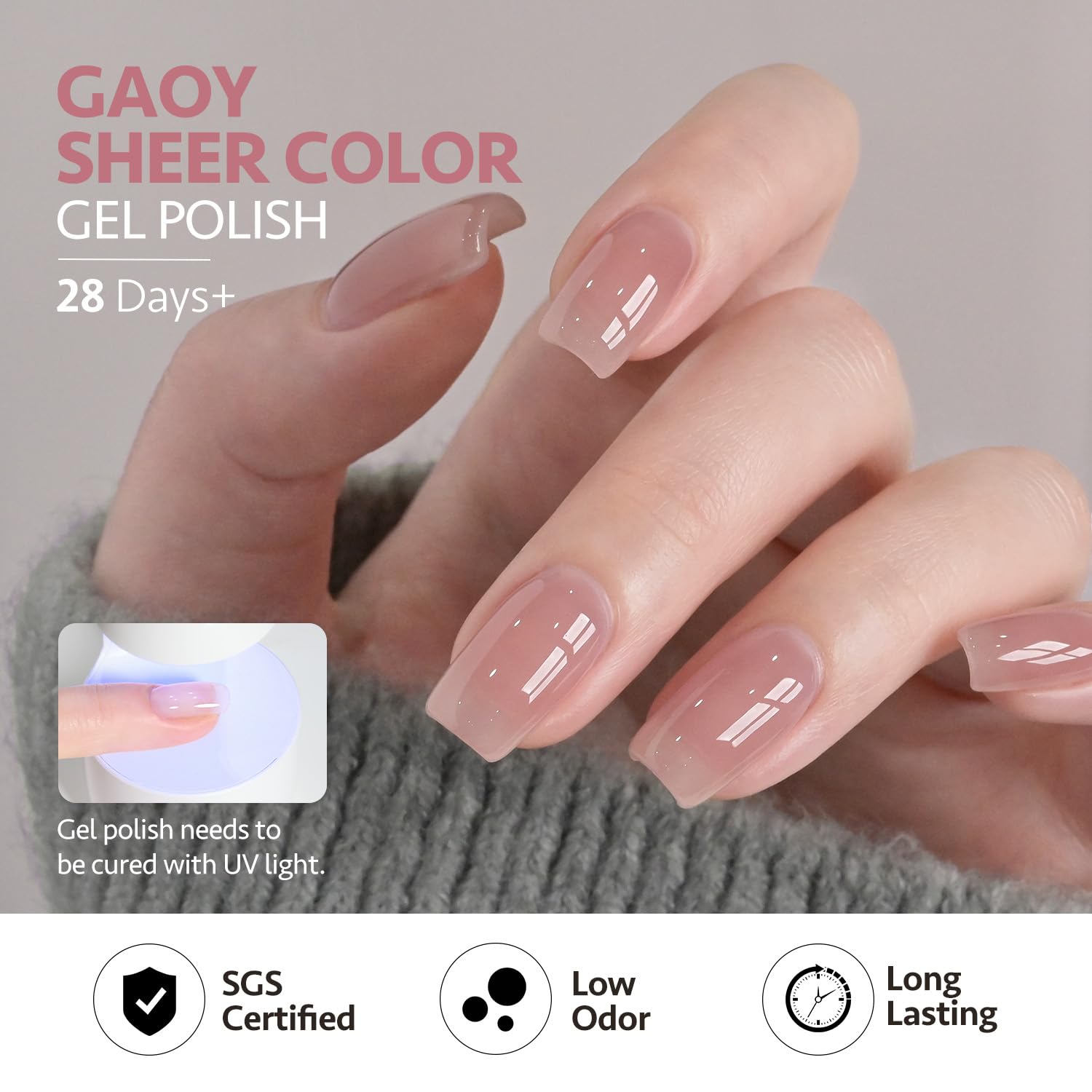 GAOY Sheer Nude Pink Gel Nail Polish Set - 6 Neutral Colors for Brown Skin Tones | Soak Off UV Light Cure Gel Polish Kit | Salon & DIY Nail Art at Home | Perfect for Weddings, Parties & Everyday Wear