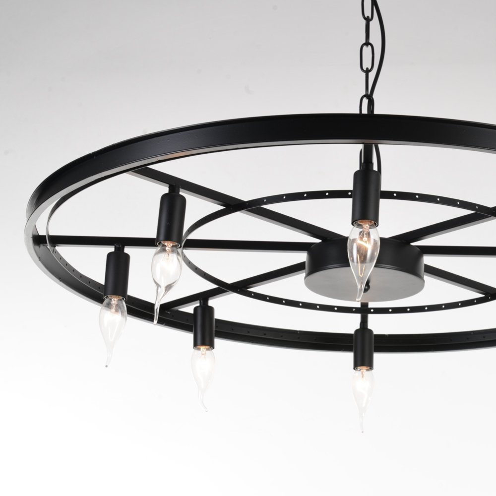Modern Crystal Chandelier - 8-Light Raindrop Pendant Ceiling Light Fixture with Black Frame Base (27.56