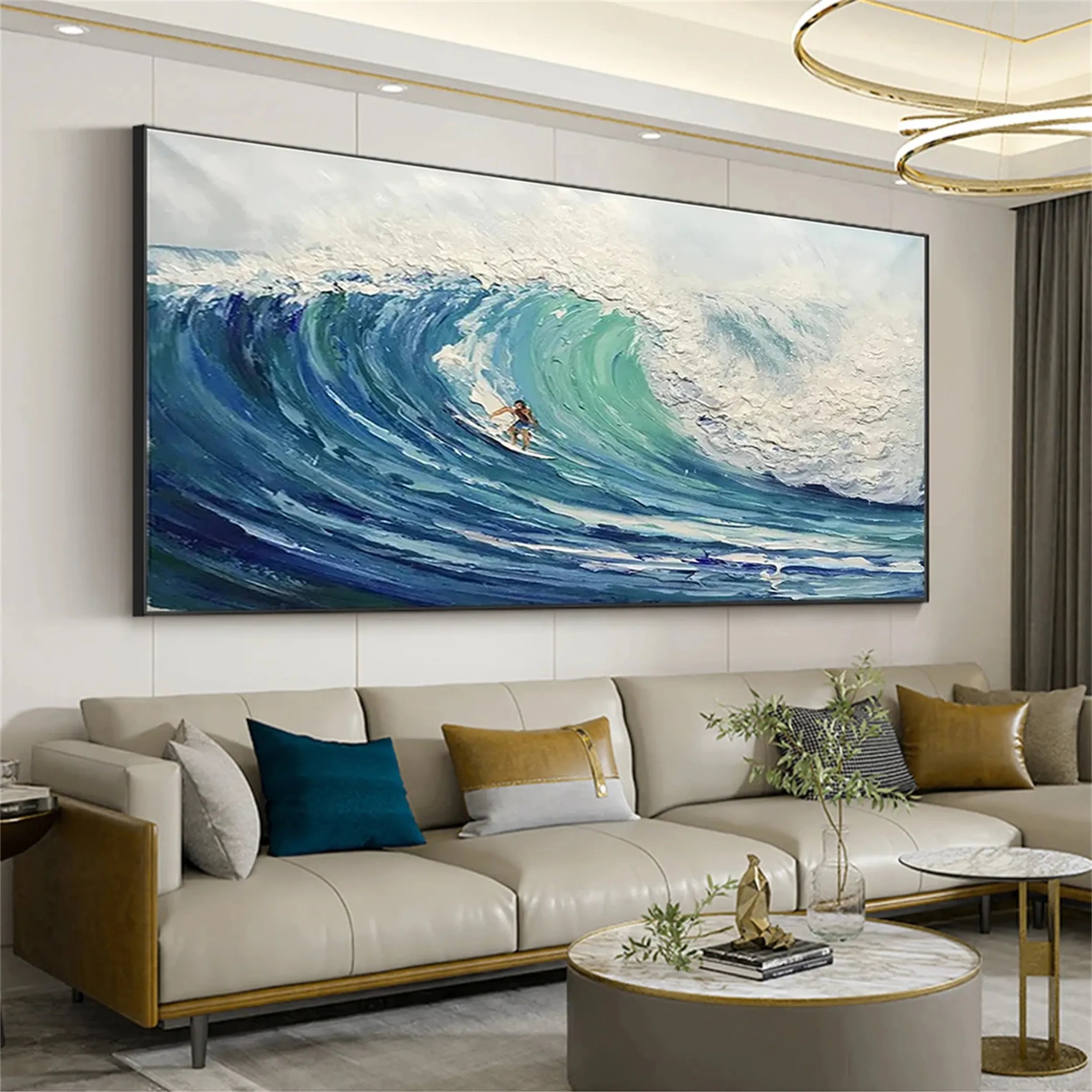 Ocean and Sky Painting - Handmade Canvas Wall Art #OS123 for Living Room, Bedroom & Office Decor