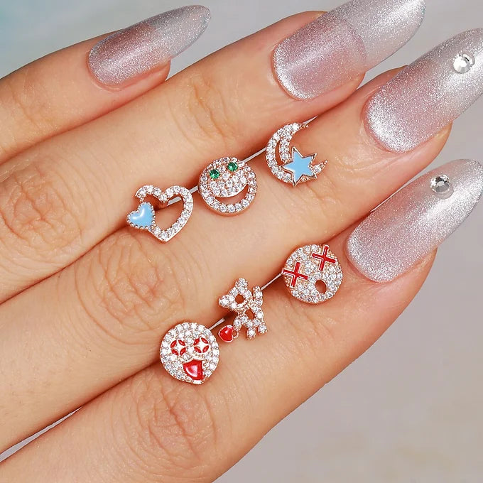20G Rose Gold Cute Emoji Helix Stud Earrings for Women | Trendy Cartoon Face Jewelry for Teens & Girls | Perfect for Everyday Wear, Gifts & Parties (EGD0597)
