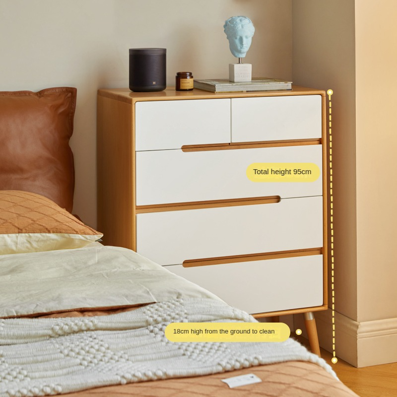 Solid Poplar Wood Chest of Drawers - 5-Drawer Storage Organizer for Bedroom, Living Room & Office | Natural Wood Dresser with Smooth Gliding Drawers