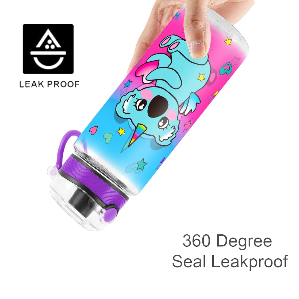 Eco-Friendly 23oz/680ml Cute Koala Water Bottle for Kids & Girls - BPA Free Tritan, Leak Proof, Easy to Clean with Carry Handle - Perfect for School, Outdoor Activities & Travel