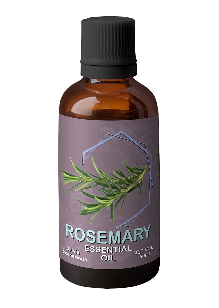 Organic Rosemary Essential Oil for Skin & Hair Care - 50mL Pure Therapeutic Grade Aromatherapy Oil | Natural Body Nourishment & Relaxation | Perfect for Massage, Diffuser & DIY Beauty Products