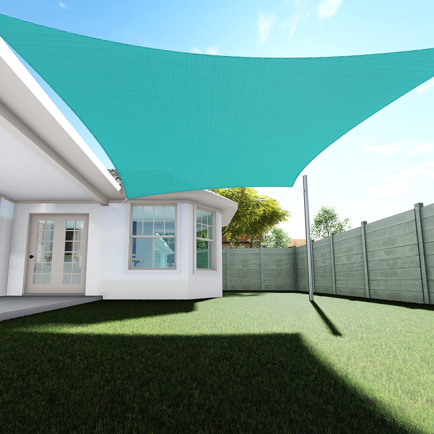 TANG Sunshades Depot 2' x 6' Turquoise Sun Shade Sail - UV Resistant 180 GSM HDPE Permeable Canopy for Patio, Garden, and Poolside - Commercial Grade Customizable Square Shade