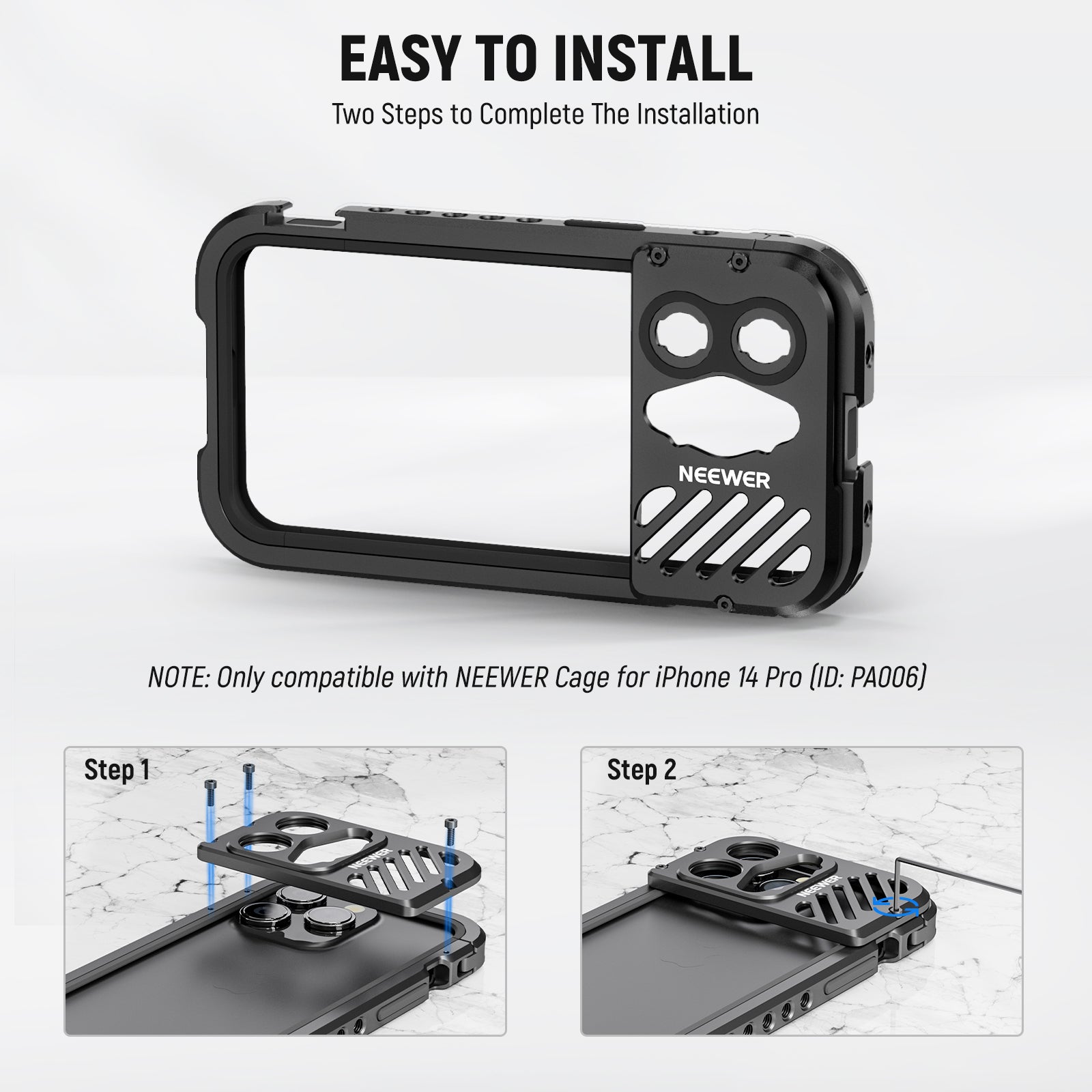 NEEWER PA018 Lens Backplate for iPhone 14 Pro - Universal Phone Cage Mount for DSLR Lenses - Perfect for Vlogging, Filmmaking & Mobile Photography