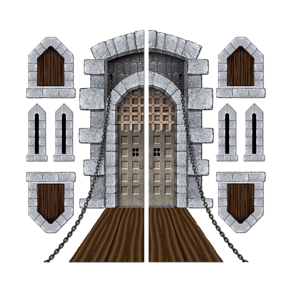 Beistle 12-Pack Castle Door & Window Props - Halloween & Medieval Party Decorations for Themed Events, Home Decor, and DIY Projects