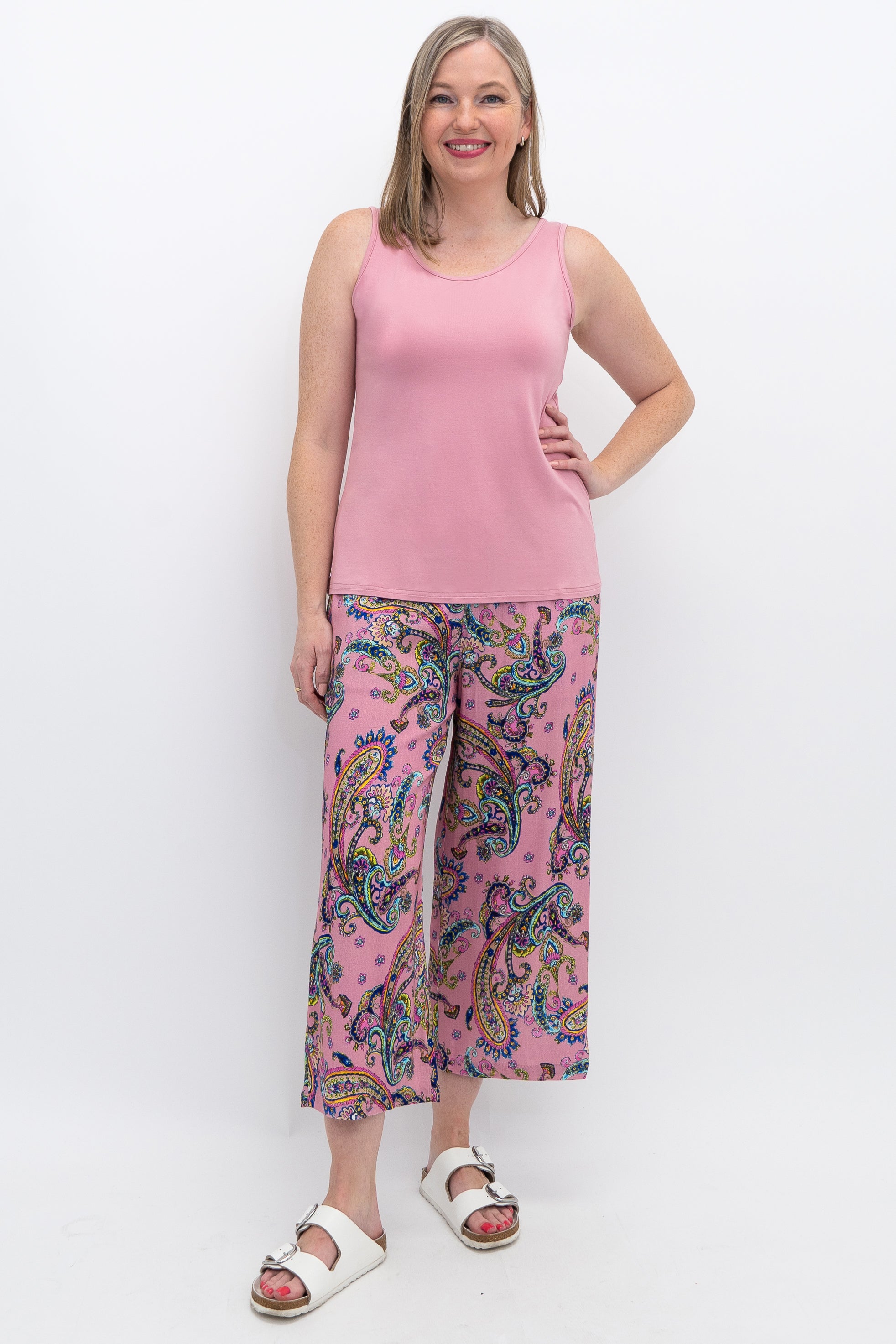 Avalon Bamboo Tank Top for Women - Soft Dusty Rose Blouse, Breathable & Comfortable Summer T-Shirt - Perfect for Yoga, Beach & Casual Wear