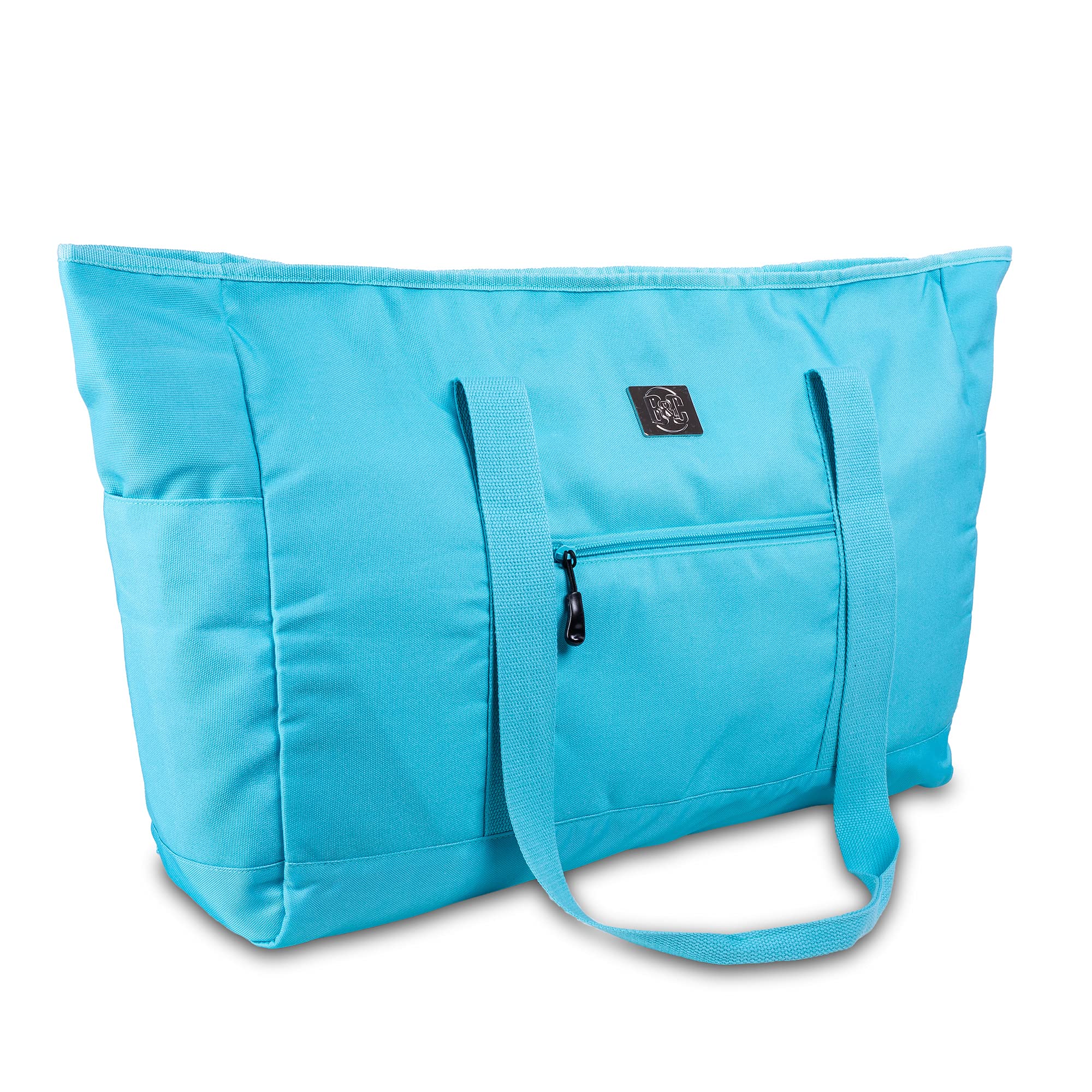 Large Waterproof Canvas Tote Bag with Zipper Closure & Multiple Pockets - XL Beach Bag for Women, Gym, Travel & Shopping - Perfect for Vacation, Pool Day, Workout & Daily Use