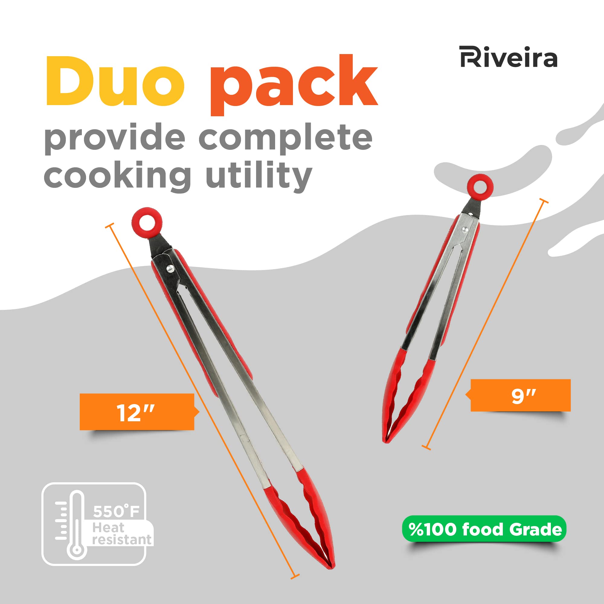 Premium Silicone-Tipped Stainless Steel Kitchen Tongs - 9