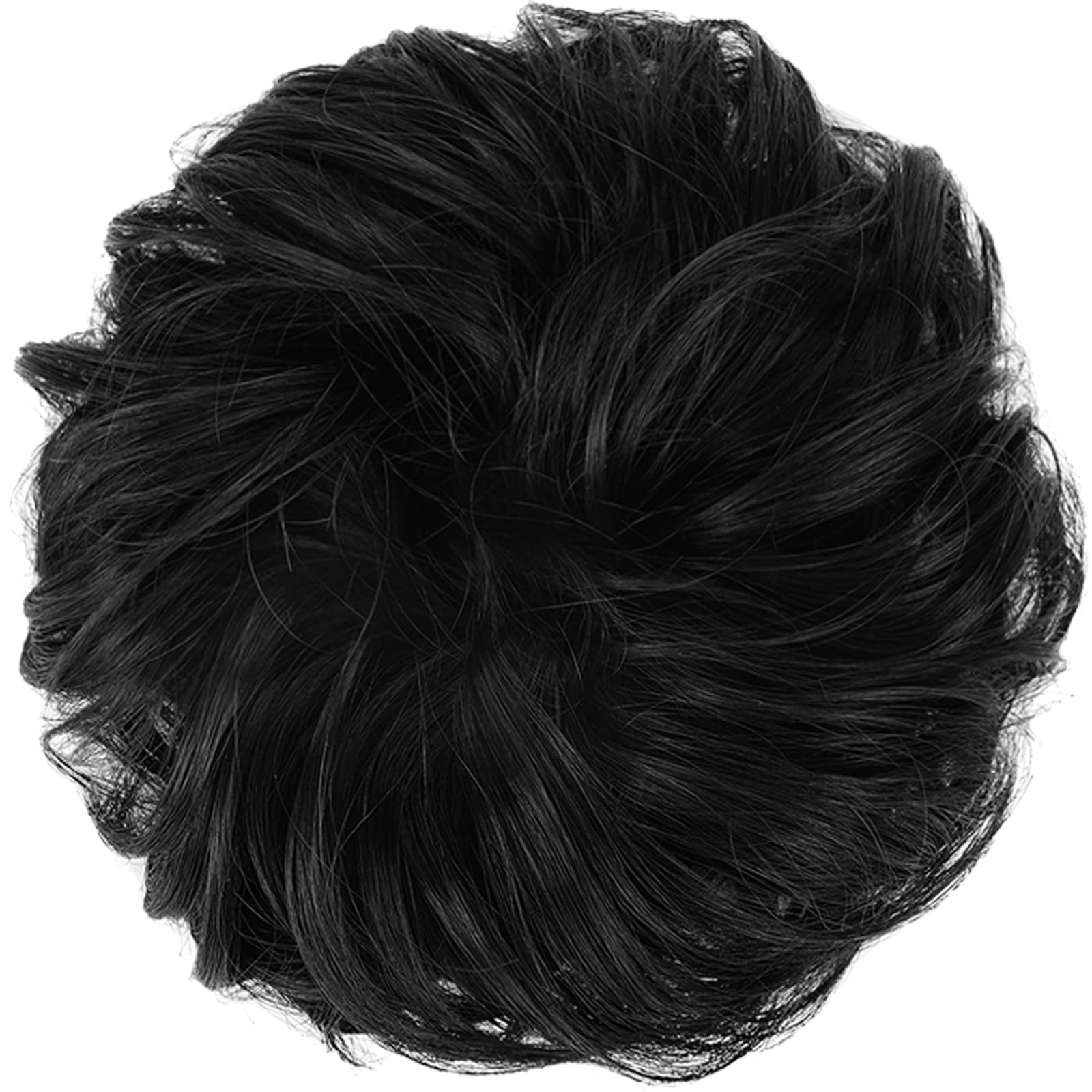FESHFEN Synthetic Hair Bun Extensions - Messy Curly Donut Updo Hairpieces for Women & Girls (1.94oz) - Plus Size Scrunchies for Casual, Party & Wedding Hairstyles